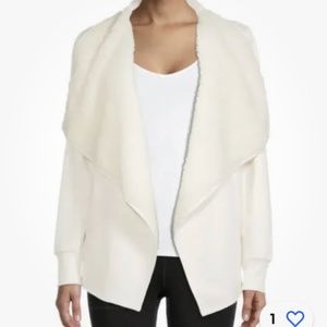 Avia Women’s Sherpa Lined Winter White Open Cardigan XL